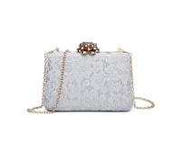 Jfy Trapezoid Shape Flower Clasp Lace Clutch Bag In Grey Grey One Size