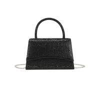 Jfy Trapezoid Top Handle Flap Single Side Diamante Clutch Bag In Black Black