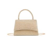 Jfy Trapezoid Top Handle Flap Single Side Diamante Clutch Bag In Gold Gold