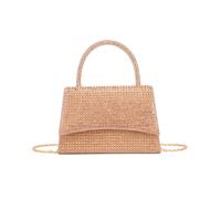 Jfy Trapezoid Top Handle Flap Single Side Diamante Clutch Bag In Rose Gold Rose Gold