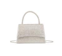 Jfy Trapezoid Top Handle Flap Single Side Diamante Clutch Bag In Silver Silver