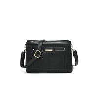 JFY Triple Compartments Cross Body Bag (Black)