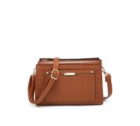 JFY Triple Compartments Cross Body Bag (Brown)