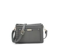 Jfy Triple Compartments Top Zipped Cross Body Bag In Dark Grey Dark Grey