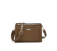 Jfy Triple Compartments Top Zipped Cross Body Bag In Khaki Khaki
