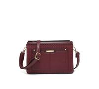 Jfy Triple Compartments Top Zipped Cross Body Bag In Wine Wine