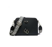 Jfy Triple Top Zipped Sections And Canvas Strap Cross Body Bag In Black Black One Size