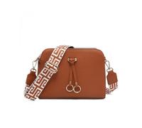 Jfy Triple Top Zipped Sections And Canvas Strap Cross Body Bag In Brown Brown One Size