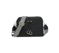 Jfy Triple Zipped Sections Canvas Strap Cross Body Bag In Black Black One Size