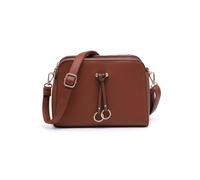 Jfy Triple Zipped Sections Pu Strap Cross Body Bag In Brown Brown One Size