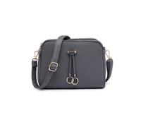Jfy Triple Zipped Sections Pu Strap Cross Body Bag In Dark Grey Dark Grey One Size
