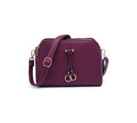 Jfy Triple Zipped Sections Pu Strap Cross Body Bag In Wine Wine One Size