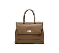 JFY Twist Lock Pocket Top Zipped Tote Bag (Khaki)