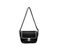JFY Twist Lock Top Zipped Colour Blocks Cross Body Bag (Black)