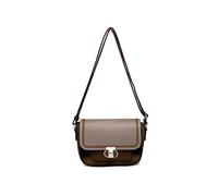 JFY Twist Lock Top Zipped Colour Blocks Cross Body Bag (Chocolate)