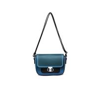 JFY Twist Lock Top Zipped Colour Blocks Cross Body Bag (Dark Blue)