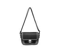 JFY Twist Lock Top Zipped Colour Blocks Cross Body Bag (Dark Grey)