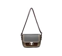 JFY Twist Lock Top Zipped Colour Blocks Cross Body Bag (Khaki)