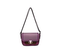 JFY Twist Lock Top Zipped Colour Blocks Cross Body Bag (Purple)