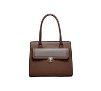 Jfy Twist Lock Top Zipped Colourblock Tote Bag In Chocolate Chocolate One Size