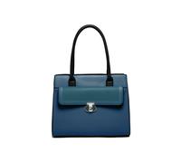 Jfy Twist Lock Top Zipped Colourblock Tote Bag In Dark Blue Dark Blue One Size