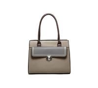 Jfy Twist Lock Top Zipped Colourblock Tote Bag In Khaki Khaki