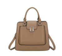 Jfy Two Handles Flap Zip Top Tote Bag In Taupe Taupe