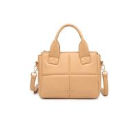 Jfy Two Top Handle Quilted Pattern Zip Top Closure Cross Body Bag In Taupe Taupe