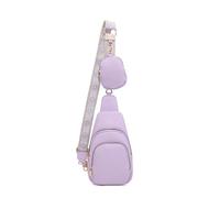 Jfy Two Zipped Sections Coin Wallet Attached Chest Bag/ Cross Body Bag In Purple Purple