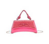Jfy Unique Shape Pu Clutch With Diamantes Adorned Flap In Fuchsia Fuchsia