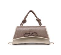 Jfy Unique Shape Pu Clutch With Diamantes Adorned Flap In Gold Gold