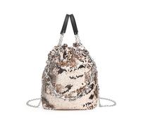 Jfy Versatile 3-Way Sequin Bucket Bag In Rose Gold Rose Gold