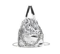Jfy Versatile 3-Way Sequin Bucket Bag In Silver Silver One Size