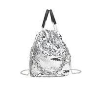 JFY Versatile 3-Way Sequin Bucket Bag (Silver)
