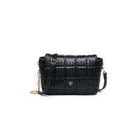 Jfy Weaved Pattern Zip Top Closure Flap Cross Body Bag In Black Black