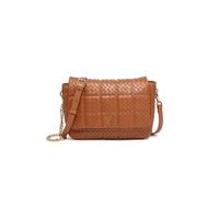 Jfy Weaved Pattern Zip Top Closure Flap Cross Body Bag In Tan Tan One Size