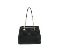 JFY Weaving Pattern Top Zipped Tote Bag (Black)