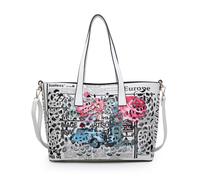 JFY Women's 2-in-1 matching Crossbody & open top Laser cut pattern Tote Bag in White JFY White