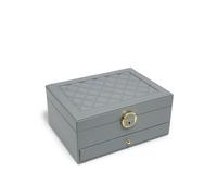 JFY Women's 2 Layers Lockable Jewellery Storage Box With Drawer in Grey JFY Grey