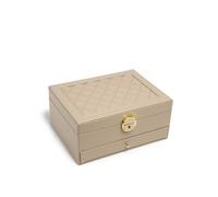 JFY Women's 2 Layers Lockable Jewellery Storage Box With Drawer in Khaki JFY Khaki