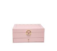 JFY Women's 2 Layers Lockable Jewellery Storage Box With Drawer in Pink JFY Pink