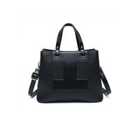 JFY Women's 3 Compartments Top Zip Closure Tote Bag in Black