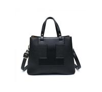 JFY Women's 3 Compartments Top Zip Closure Tote Bag in Black JFY Black