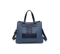 JFY Women's 3 Compartments Top Zip Closure Tote Bag in Blue