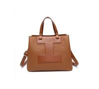 JFY Women's 3 Compartments Top Zip Closure Tote Bag in Brown JFY Brown