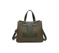 JFY Women's 3 Compartments Top Zip Closure Tote Bag in Green