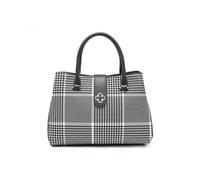 JFY Women's 3 Compartments Top Zip Closure Tote Bag in Grey