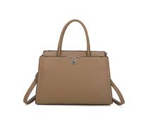 JFY Women's 3 Compartments Two Handles Zip Top Tote Bag in Taupe JFY Taupe