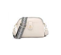 JFY Women's Bee Badge And Canvas Strap Cross Body Bag (Beige)