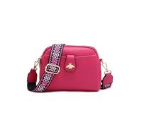 JFY Women's Bee Badge And Canvas Strap Cross Body Bag (Fuchsia)